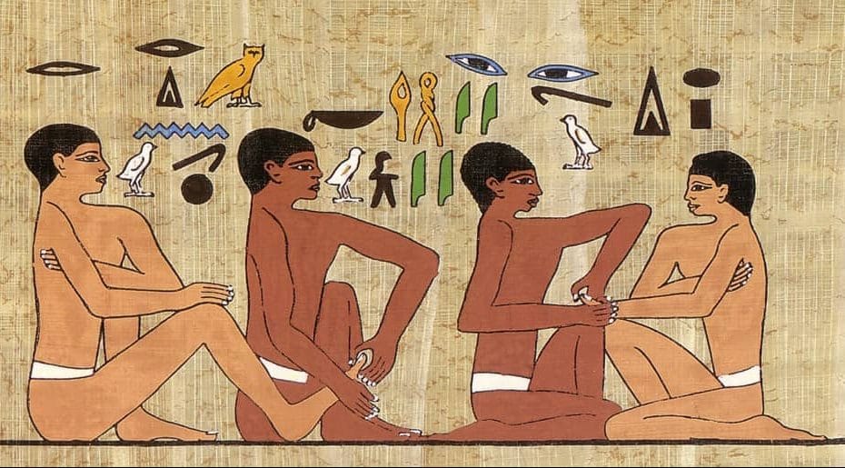 fresque égyptienne montrant des traces de réflexologie au temps d'Ankhmahor